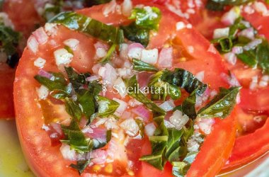 Marinuotos pomidorų riekelės